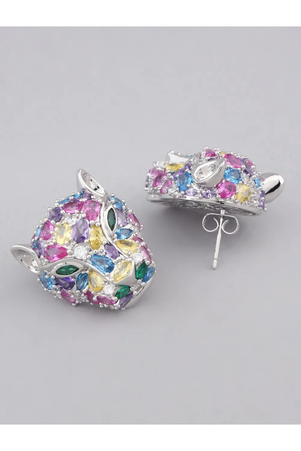 Diamond Studs Tiger Shaped Earrings