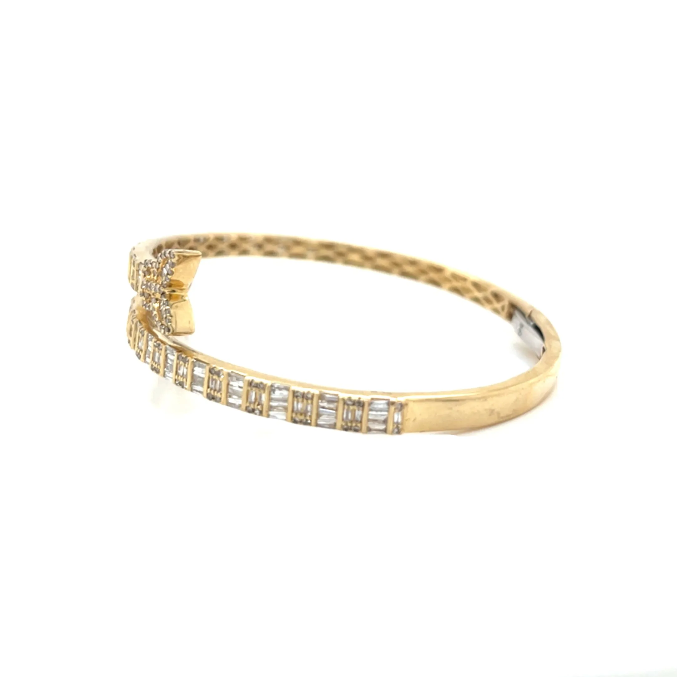 Double Butterfly 17.5mm 10k Gold 3.04ct Natural Diamond 7" Bracelet Bangle - SBR20997