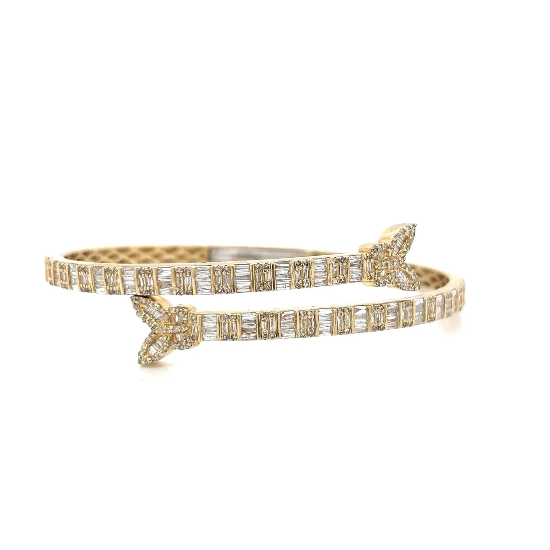 Double Butterfly 17.5mm 10k Gold 3.04ct Natural Diamond 7" Bracelet Bangle - SBR20997