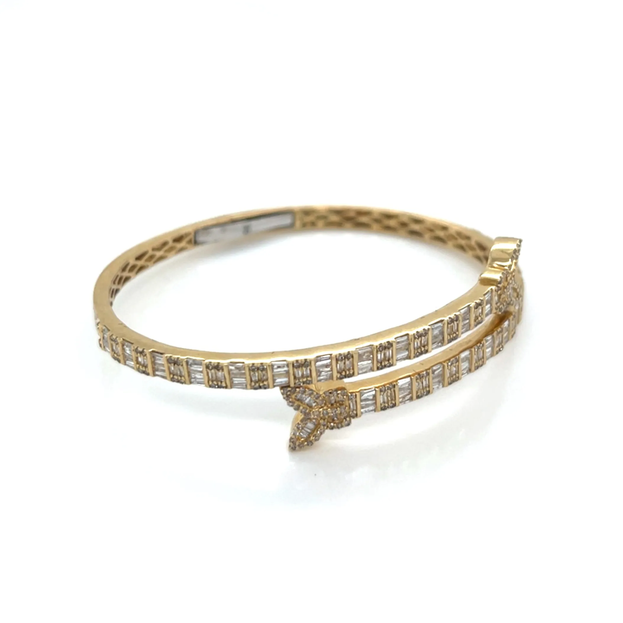 Double Butterfly 17.5mm 10k Gold 3.04ct Natural Diamond 7" Bracelet Bangle - SBR20997