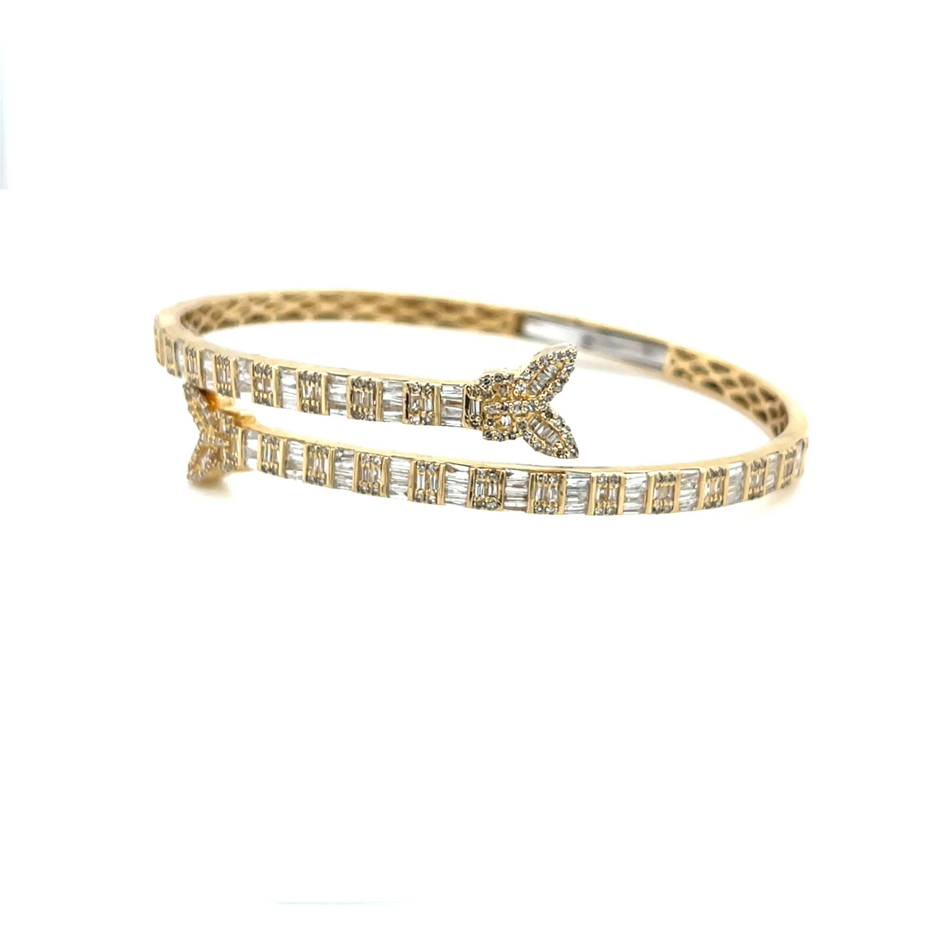 Double Butterfly 17.5mm 10k Gold 3.04ct Natural Diamond 7" Bracelet Bangle - SBR20997