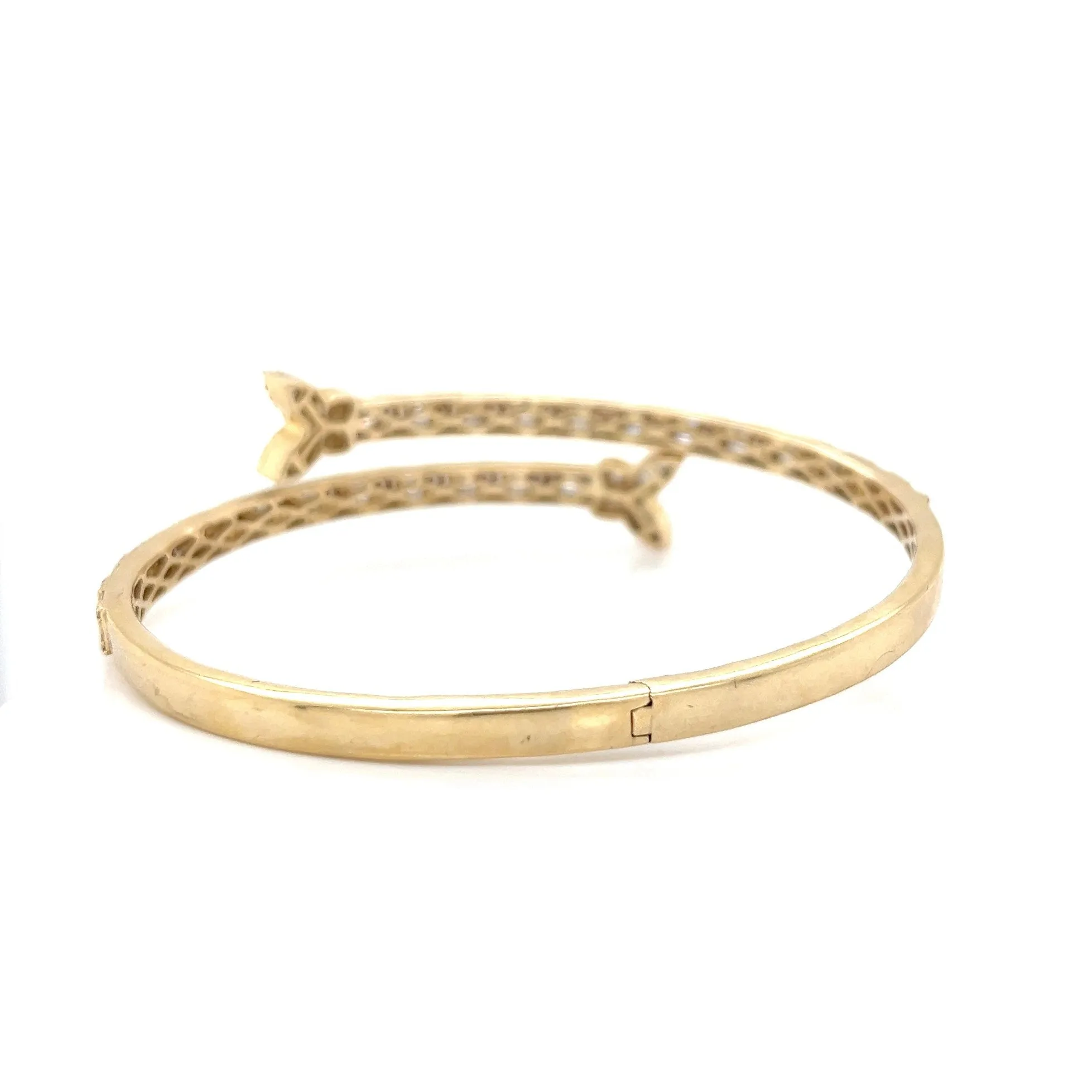 Double Butterfly 17.5mm 10k Gold 3.04ct Natural Diamond 7" Bracelet Bangle - SBR20997