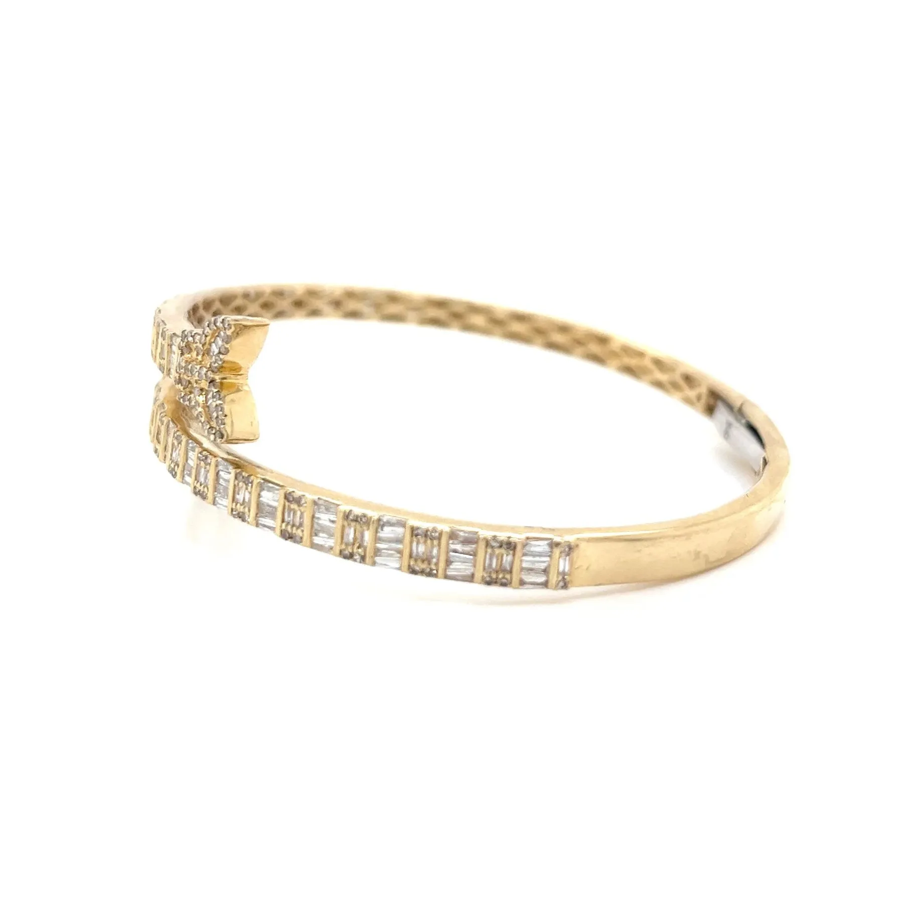 Double Butterfly 17.5mm 10k Gold 3.04ct Natural Diamond 7" Bracelet Bangle - SBR20997