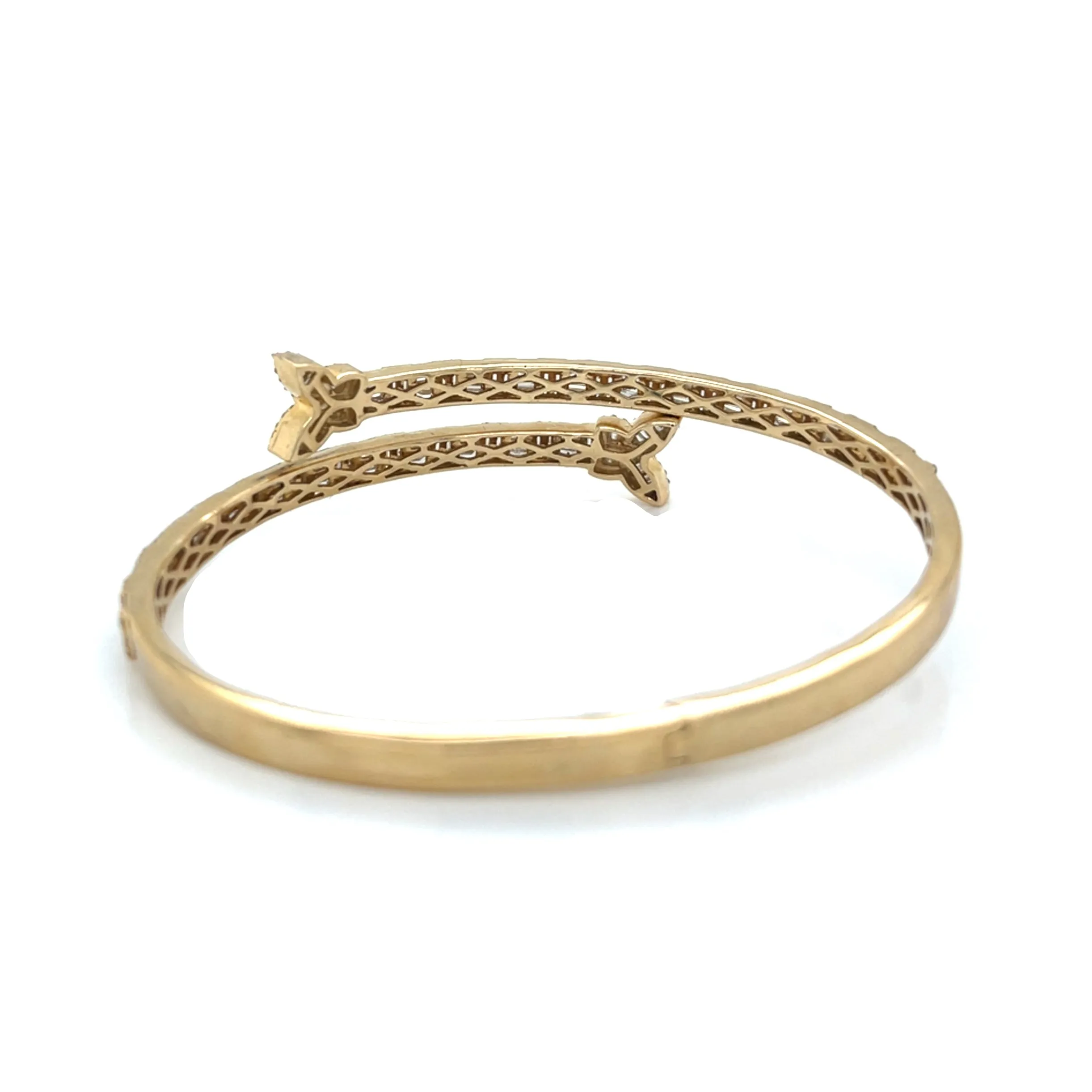 Double Butterfly 17.5mm 10k Gold 3.04ct Natural Diamond 7" Bracelet Bangle - SBR20997