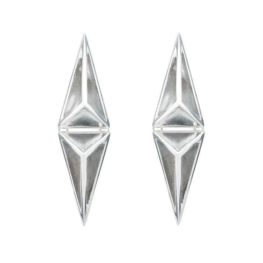 Double Cut Away Pyramid Earrings