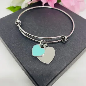 Double heart bracelet (green)