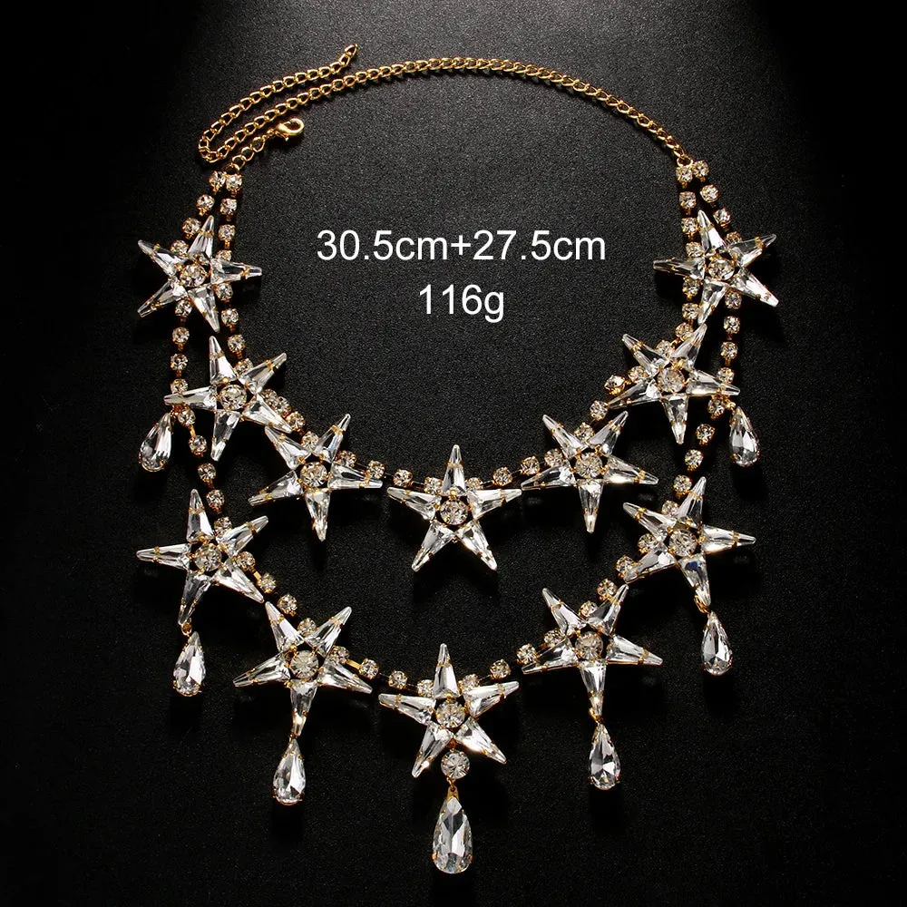 Double Layer Star Rhinestone Necklace