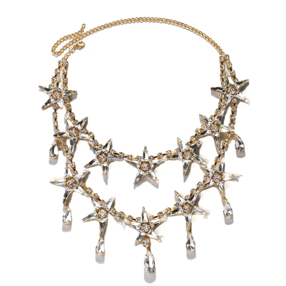 Double Layer Star Rhinestone Necklace