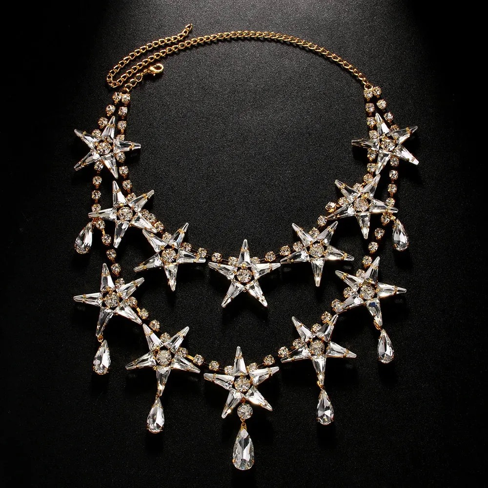 Double Layer Star Rhinestone Necklace