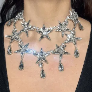 Double Layer Star Rhinestone Necklace