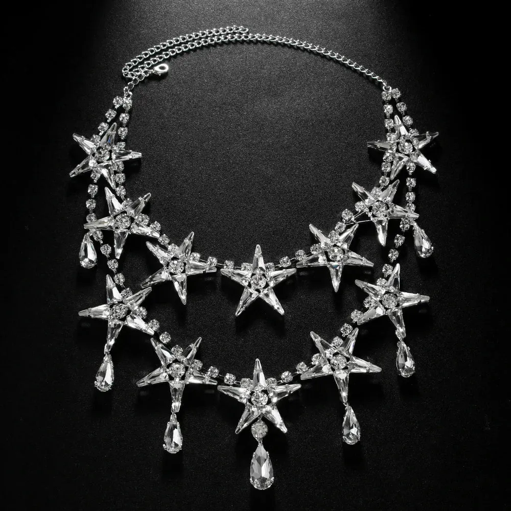Double Layer Star Rhinestone Necklace
