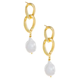 Double Link Pearl Drop Earring