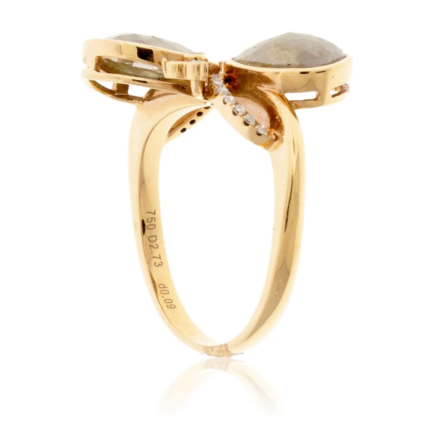 Double Rose-Cut Rough Diamond & Diamond Bypass Style Ring