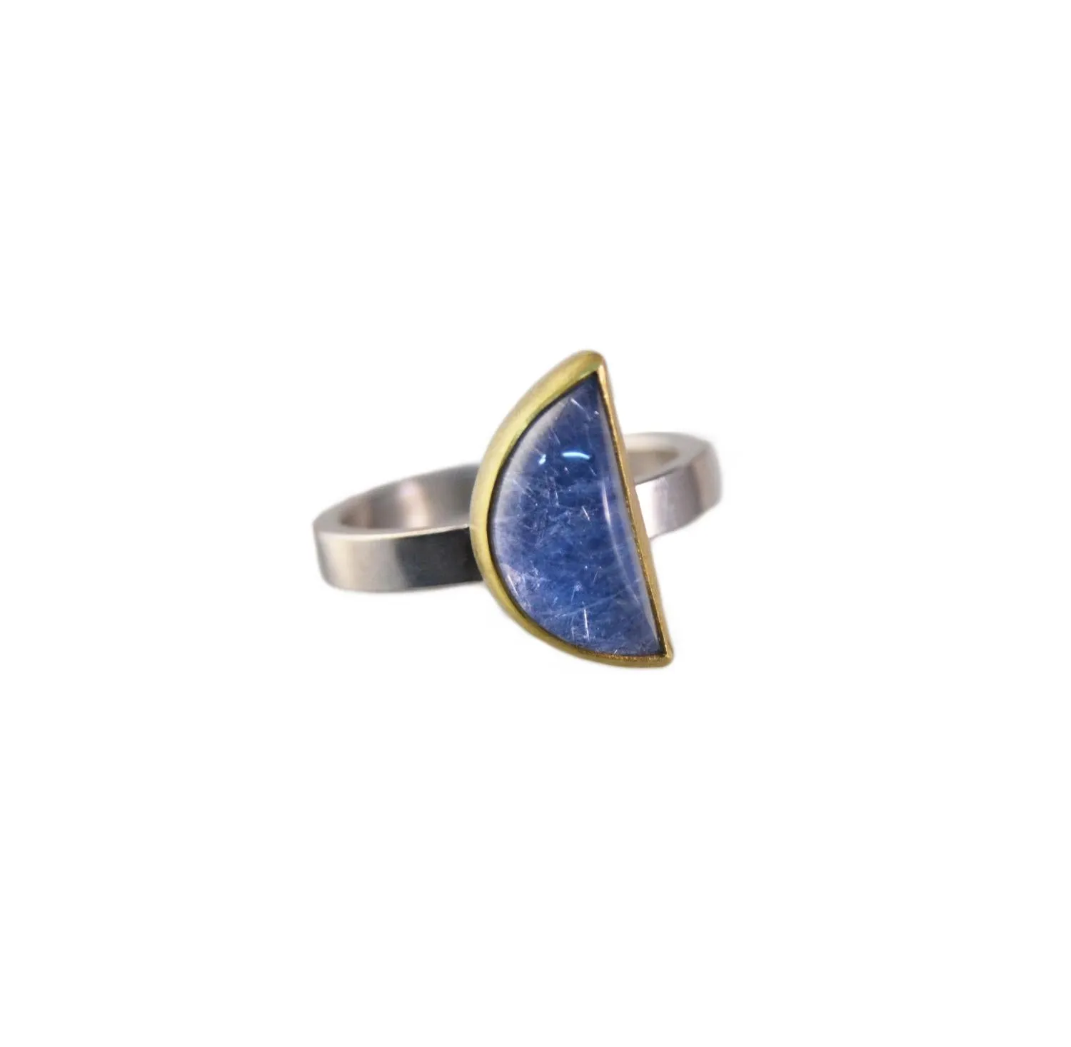 Dumorturite in Quartz Semi-Circle Stacking Ring