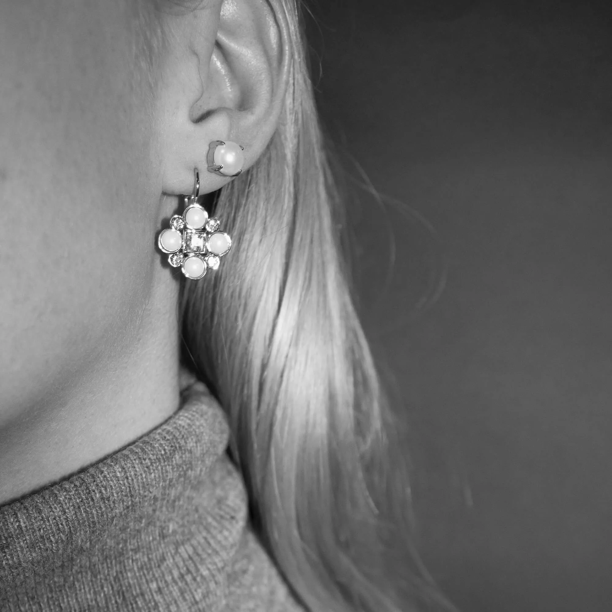 Dyrberg Kern Mitzi Silver Earrings - Pearl