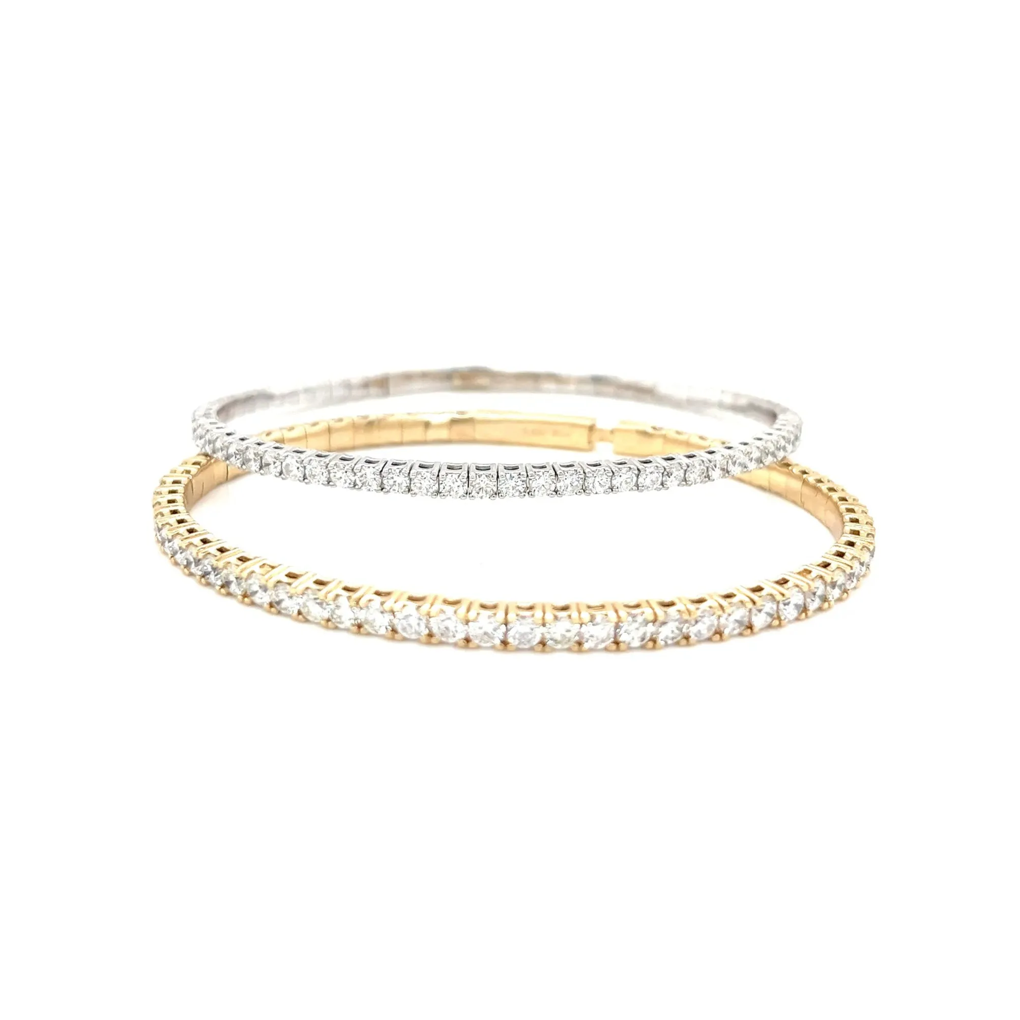 Elastic Dainty Tennis Bangle 14k Gold Natural Diamond Bracelet Bangle - BG-50339/50327