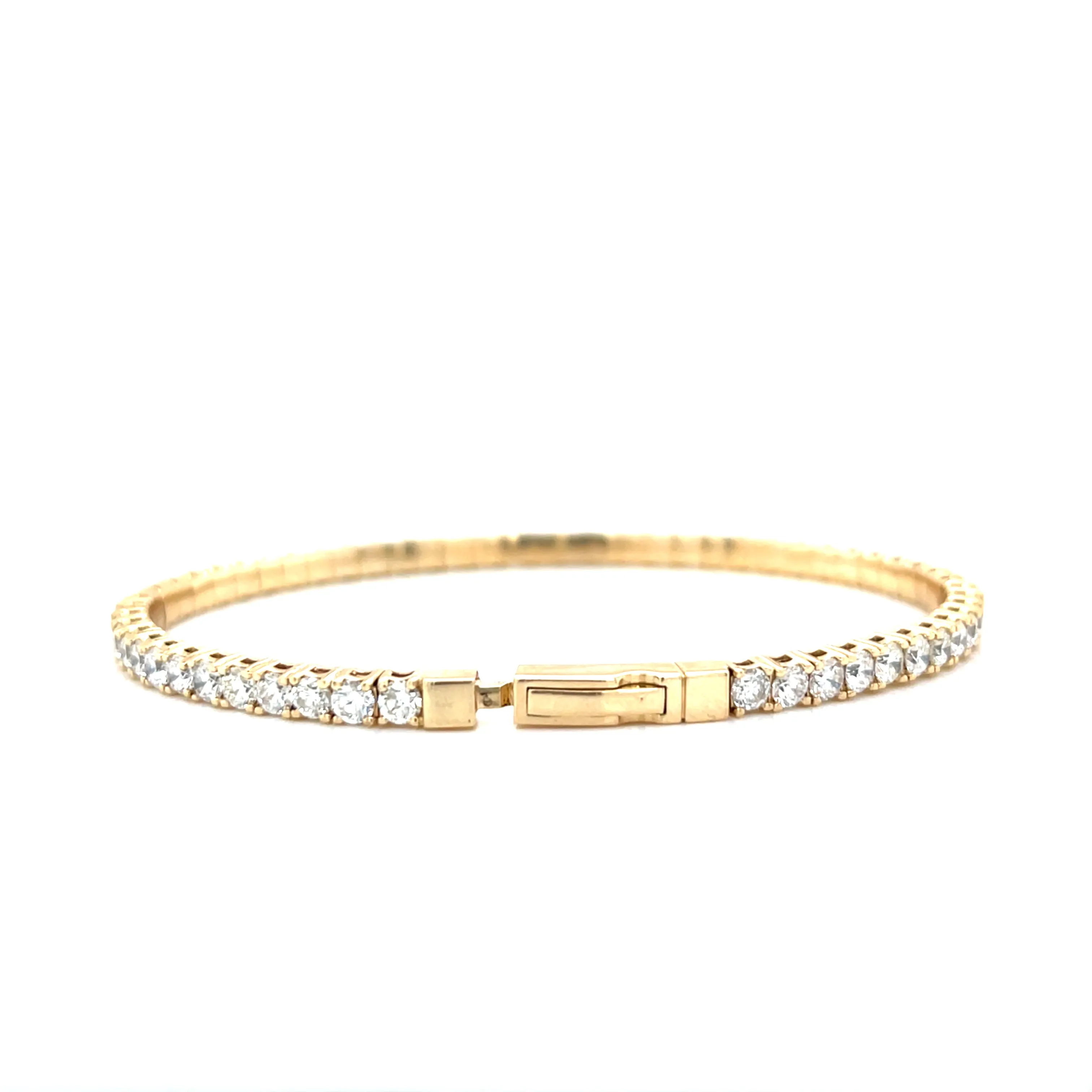 Elastic Dainty Tennis Bangle 14k Gold Natural Diamond Bracelet Bangle - BG-50339/50327
