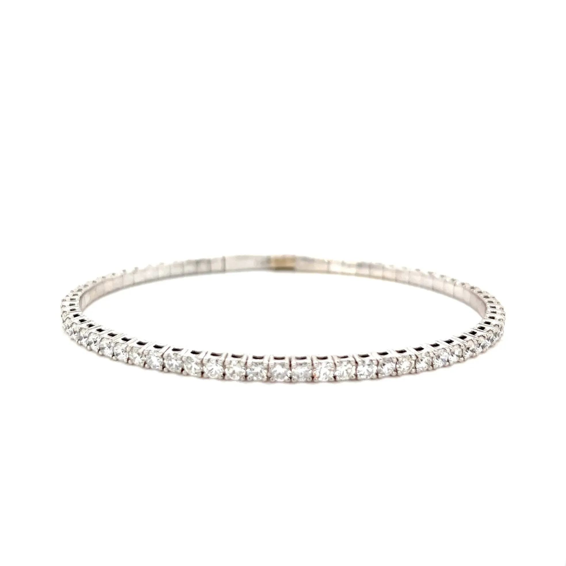 Elastic Dainty Tennis Bangle 14k Gold Natural Diamond Bracelet Bangle - BG-50339/50327