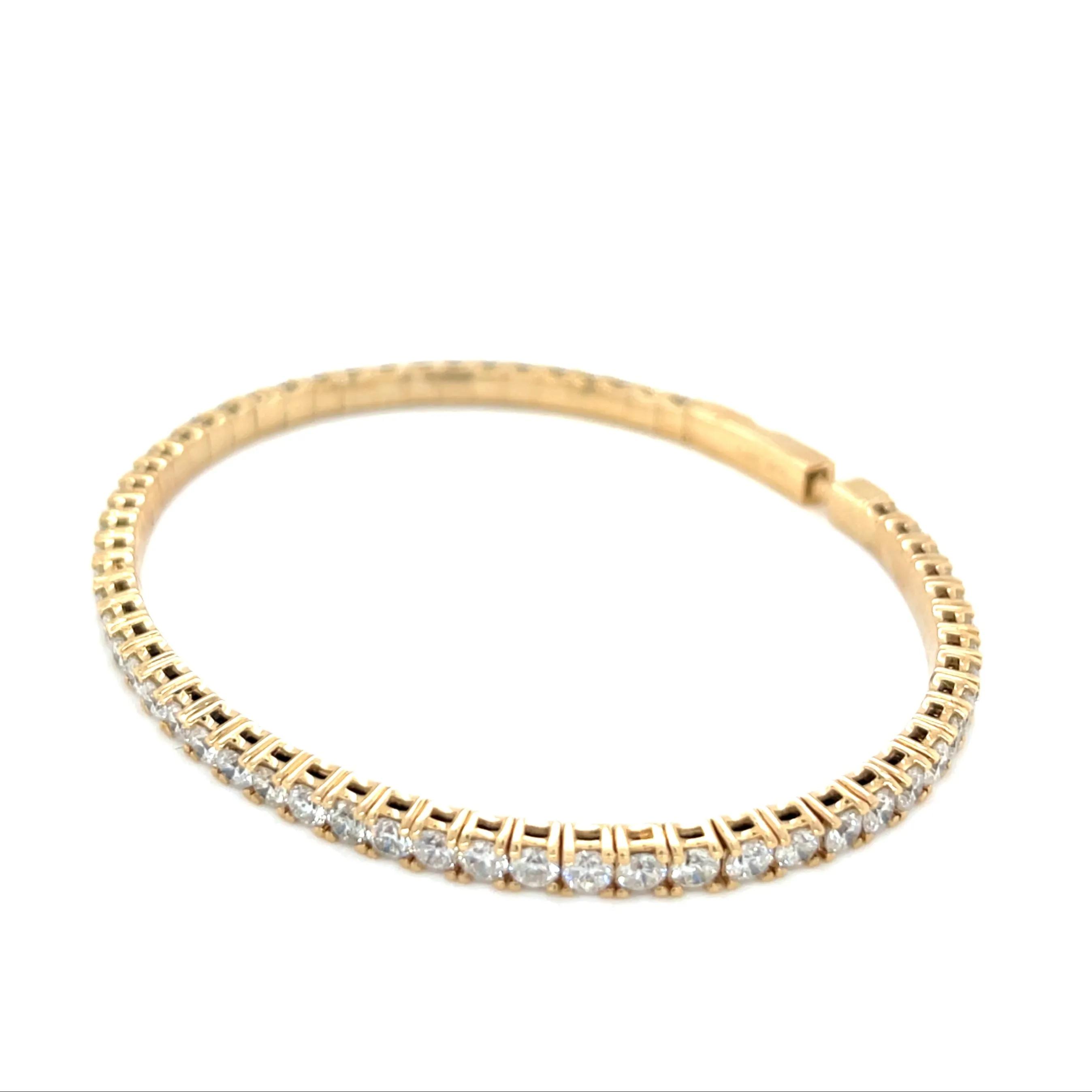 Elastic Dainty Tennis Bangle 14k Gold Natural Diamond Bracelet Bangle - BG-50339/50327