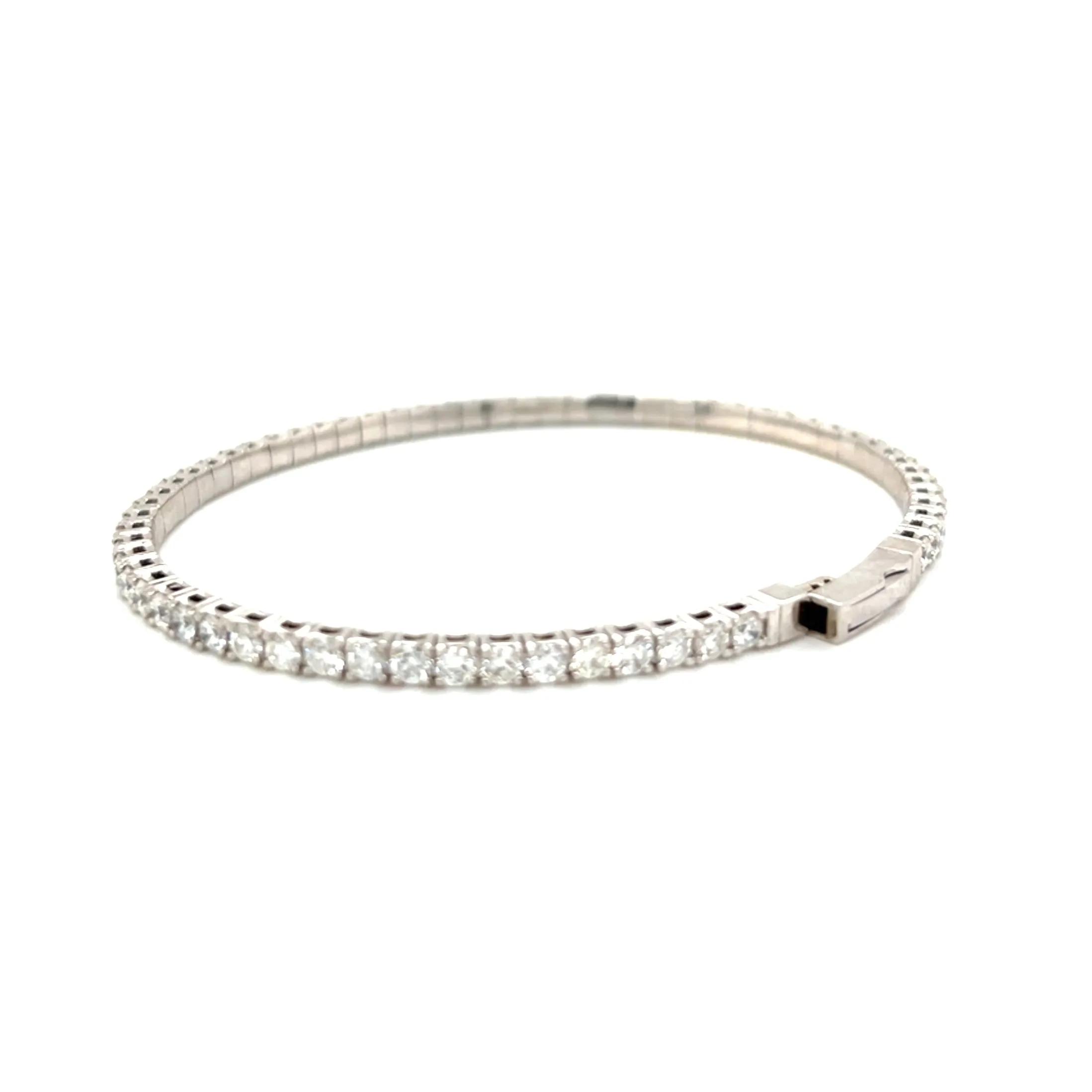 Elastic Dainty Tennis Bangle 14k Gold Natural Diamond Bracelet Bangle - BG-50339/50327