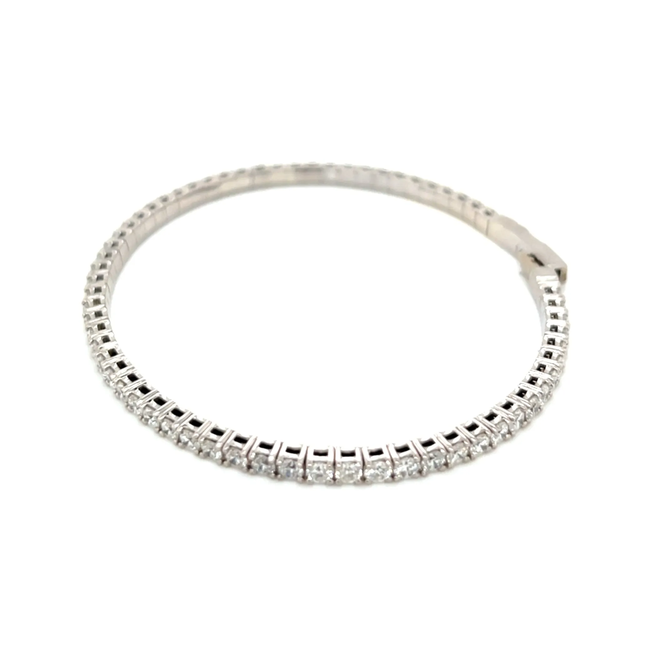 Elastic Dainty Tennis Bangle 14k Gold Natural Diamond Bracelet Bangle - BG-50339/50327