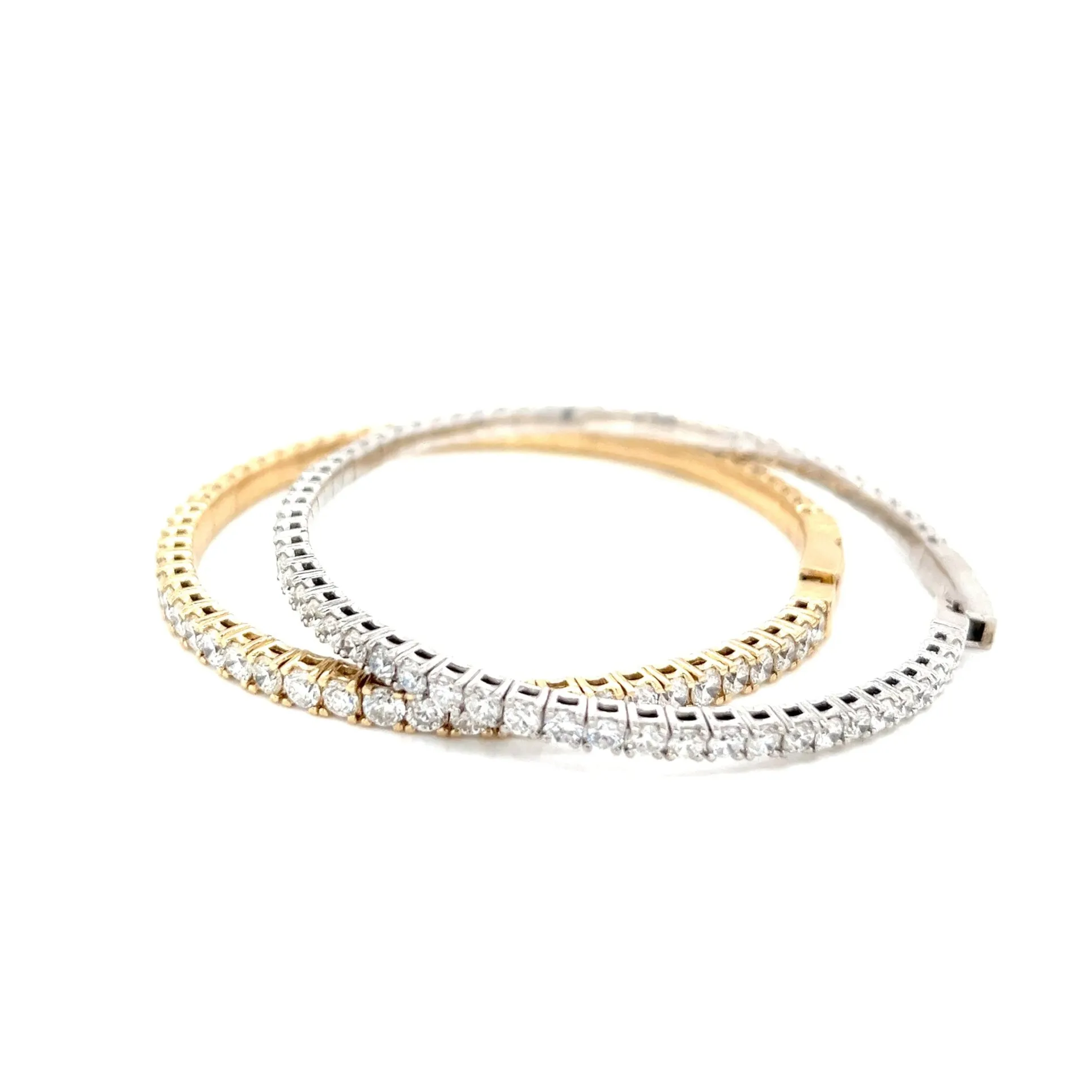 Elastic Dainty Tennis Bangle 14k Gold Natural Diamond Bracelet Bangle - BG-50339/50327