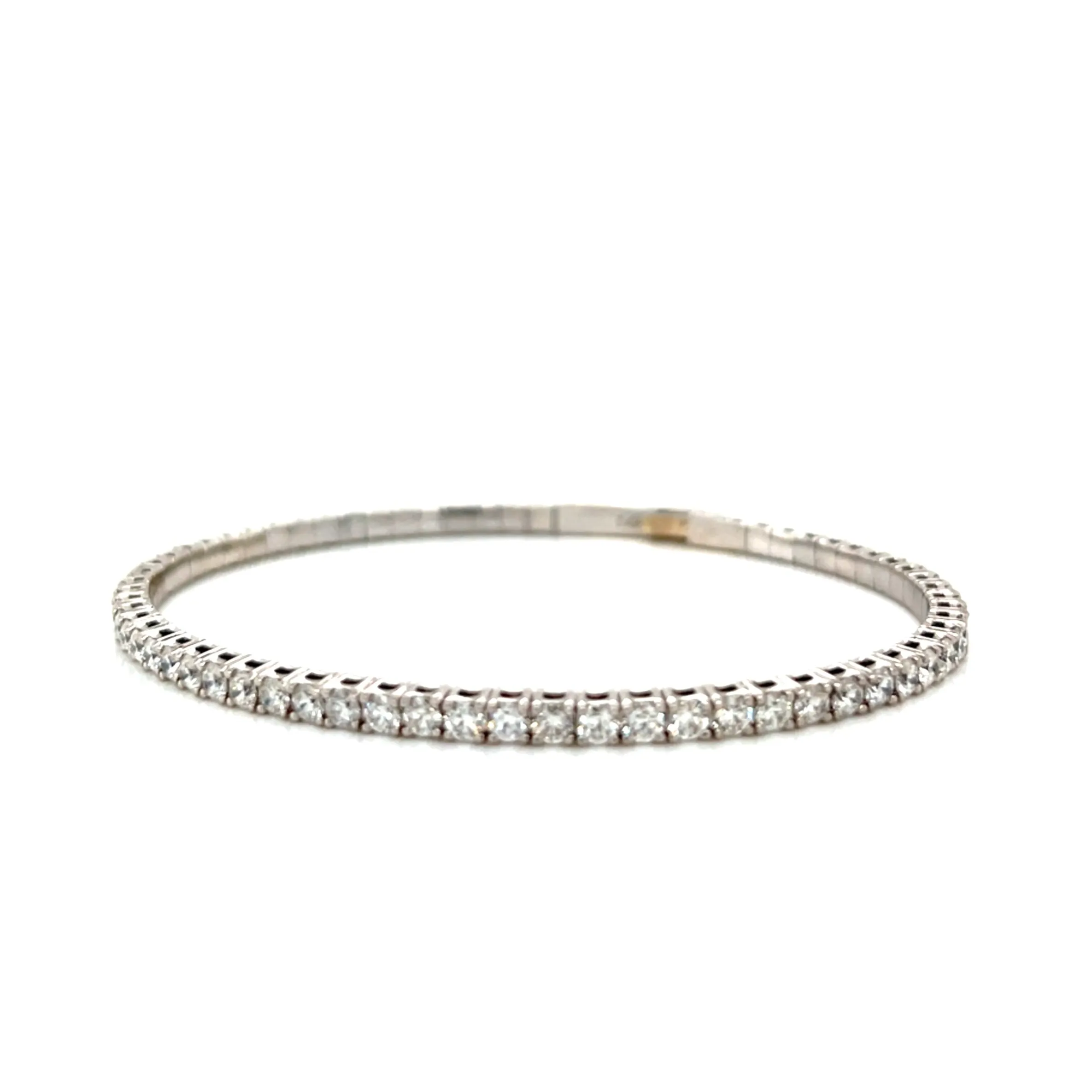 Elastic Dainty Tennis Bangle 14k Gold Natural Diamond Bracelet Bangle - BG-50339/50327