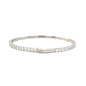Elastic Dainty Tennis Bangle 14k Gold Natural Diamond Bracelet Bangle - BG-50339/50327