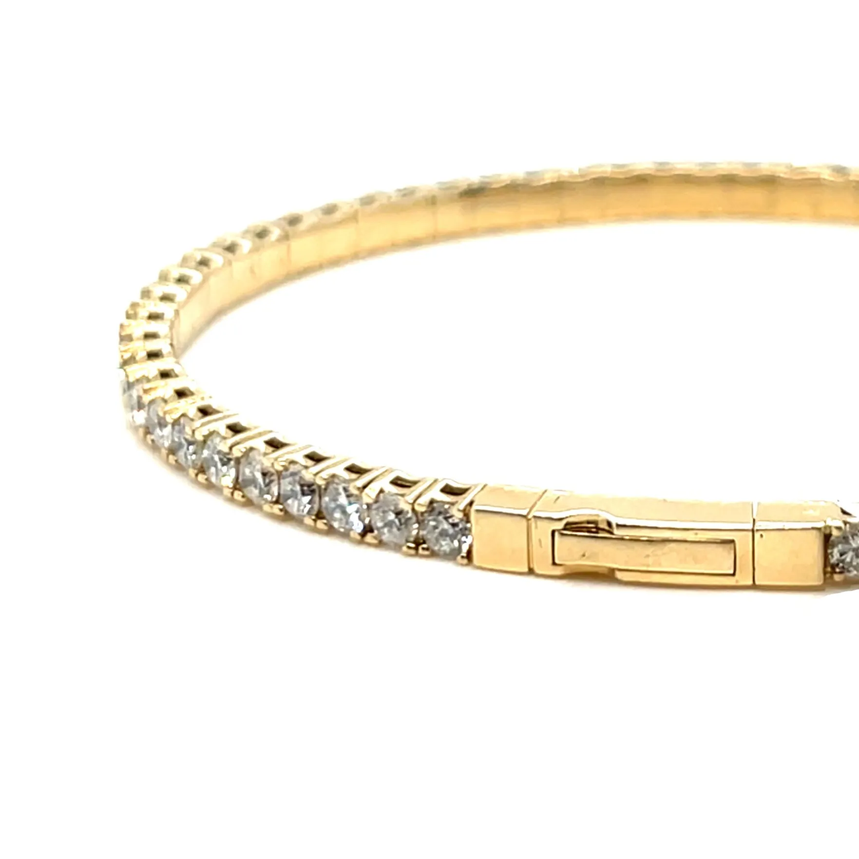Elastic Dainty Tennis Bangle 14k Gold Natural Diamond Bracelet Bangle - BG-50339/50327