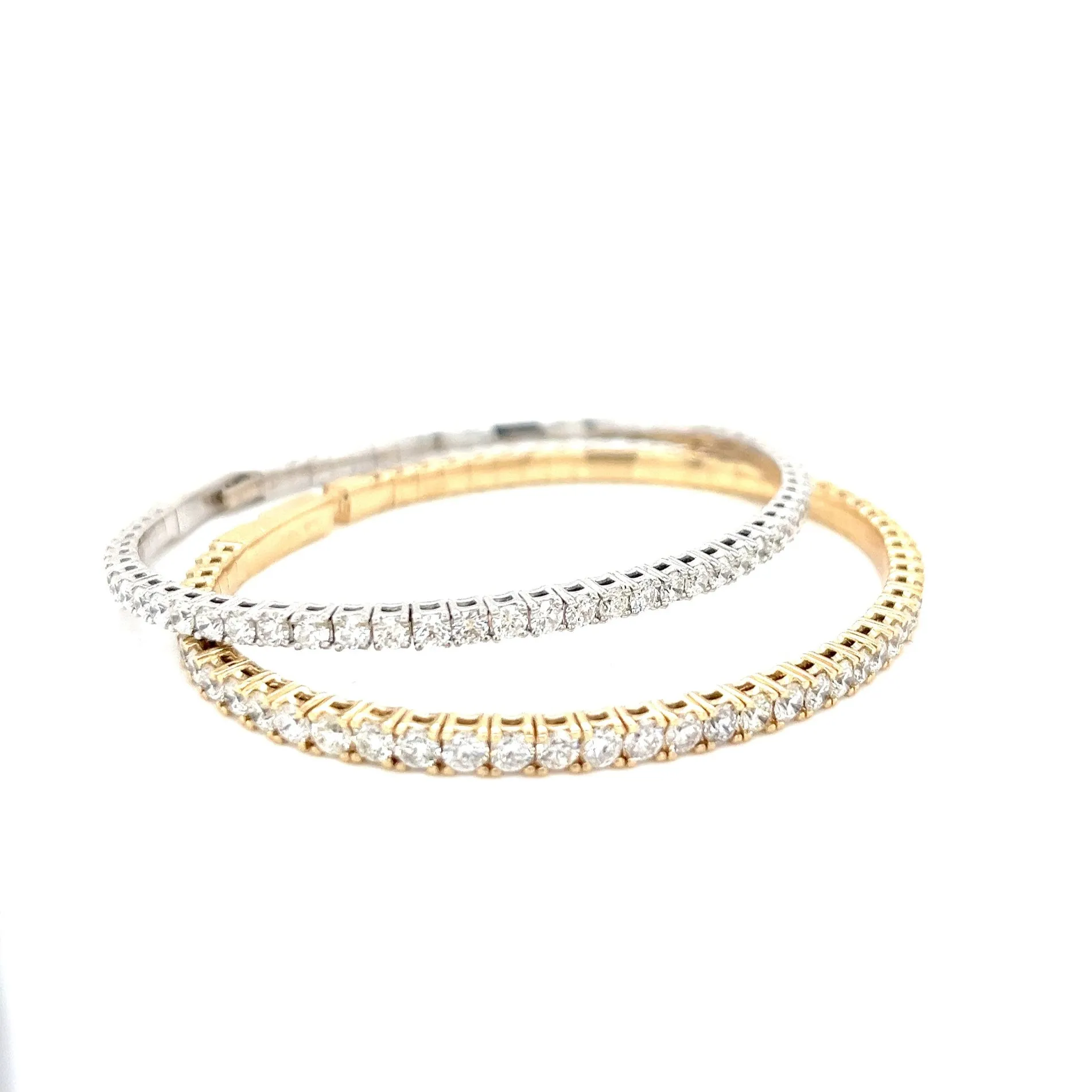Elastic Dainty Tennis Bangle 14k Gold Natural Diamond Bracelet Bangle - BG-50339/50327
