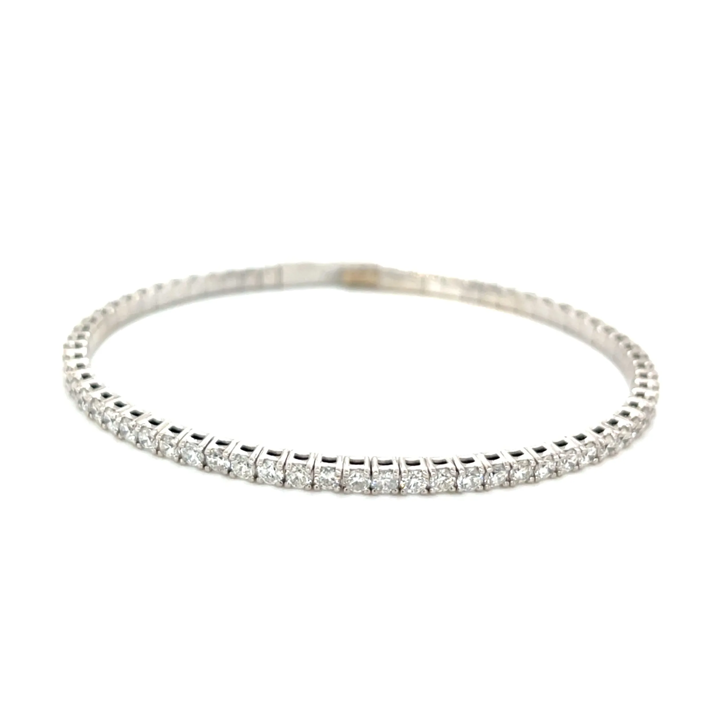 Elastic Dainty Tennis Bangle 14k Gold Natural Diamond Bracelet Bangle - BG-50339/50327