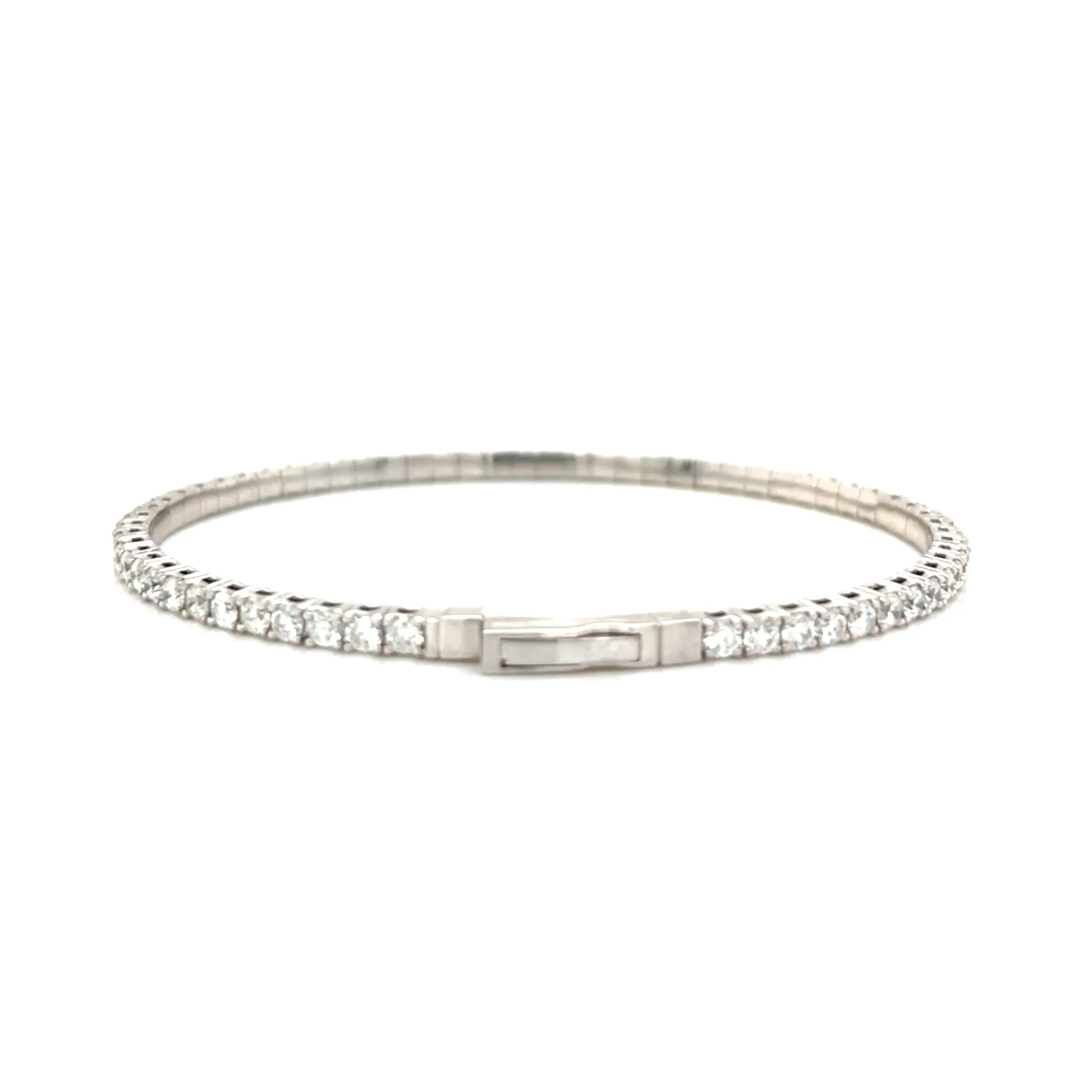 Elastic Dainty Tennis Bangle 14k Gold Natural Diamond Bracelet Bangle - BG-50339/50327
