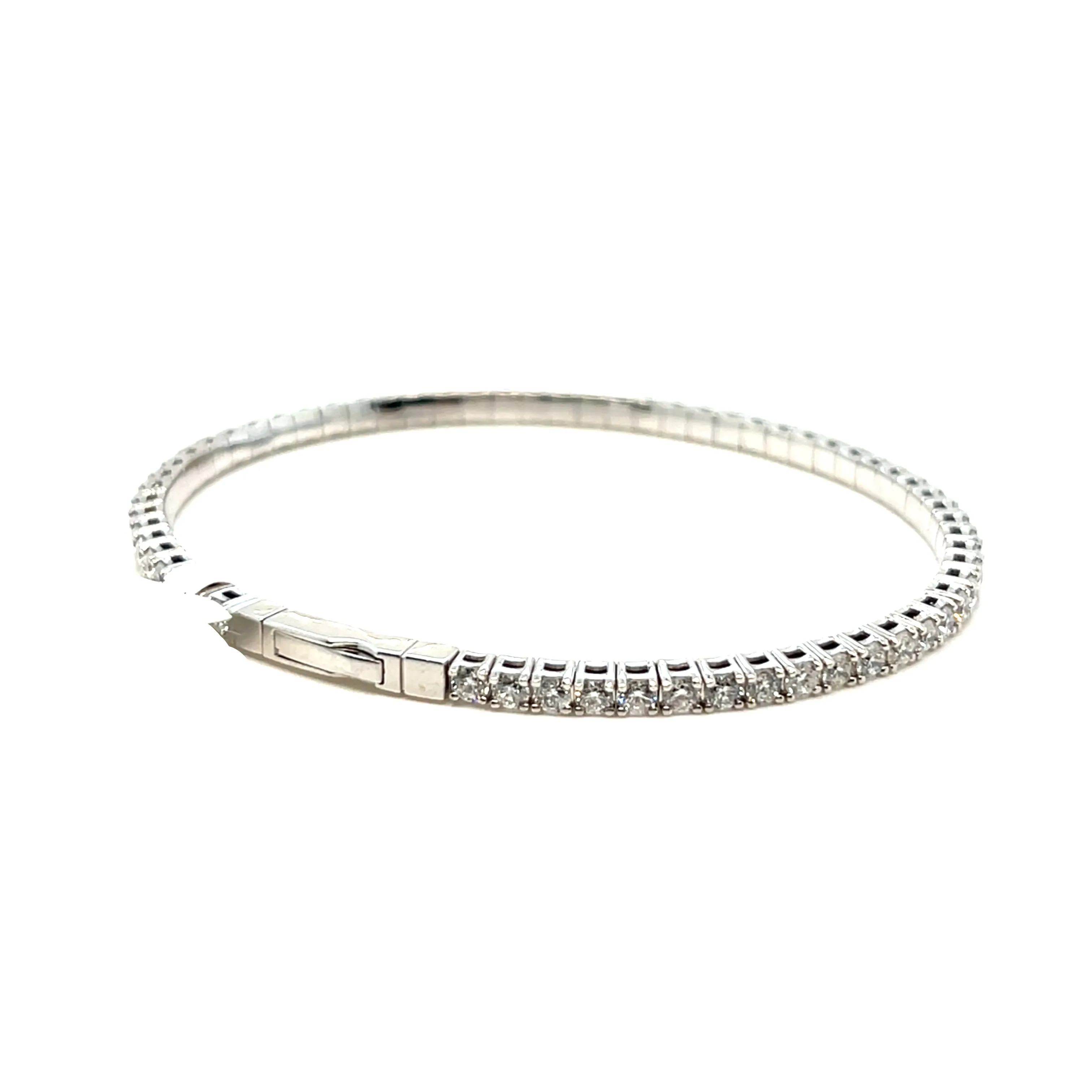 Elastic Dainty Tennis Bangle 14k Gold Natural Diamond Bracelet Bangle - BG-50339/50327