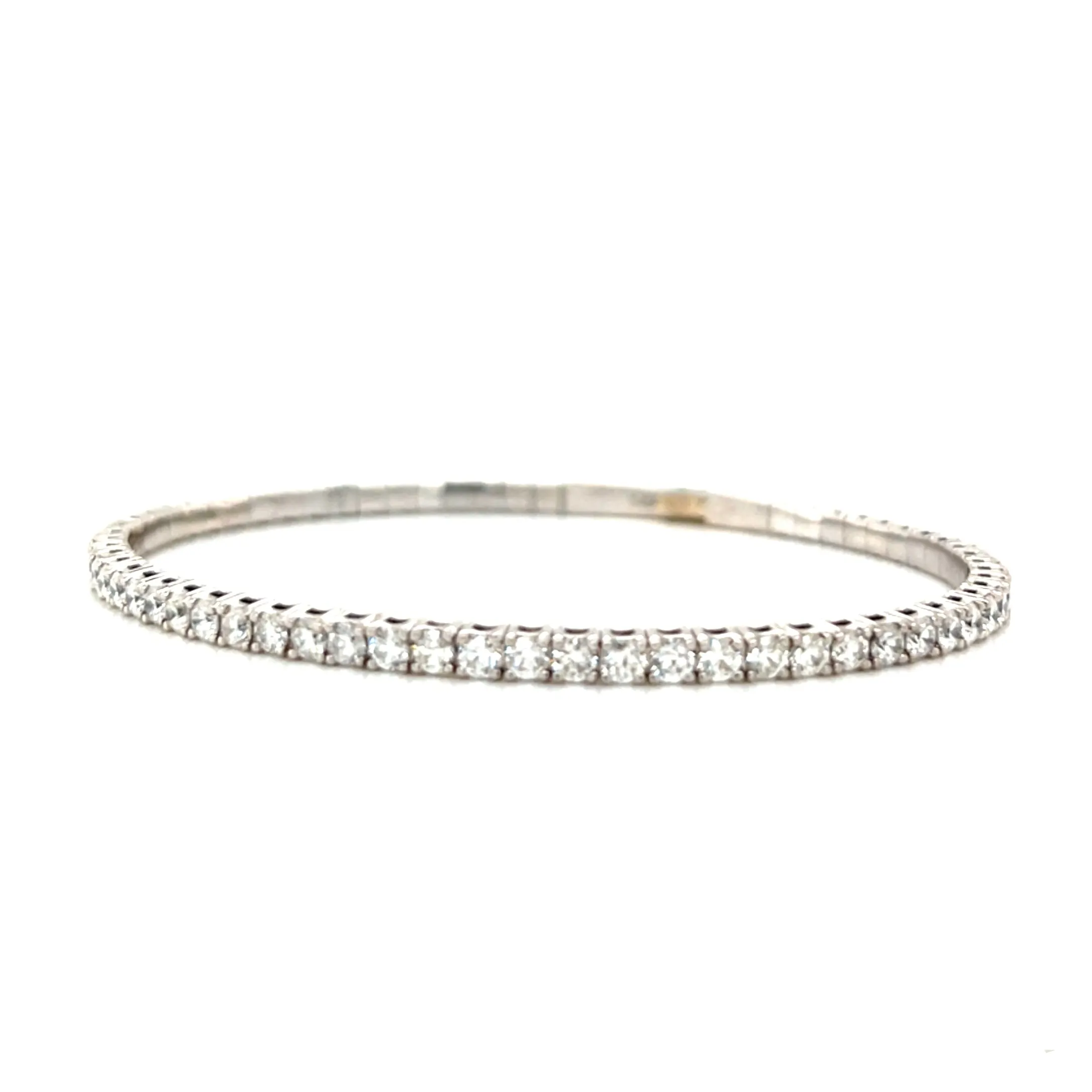 Elastic Dainty Tennis Bangle 14k Gold Natural Diamond Bracelet Bangle - BG-50339/50327