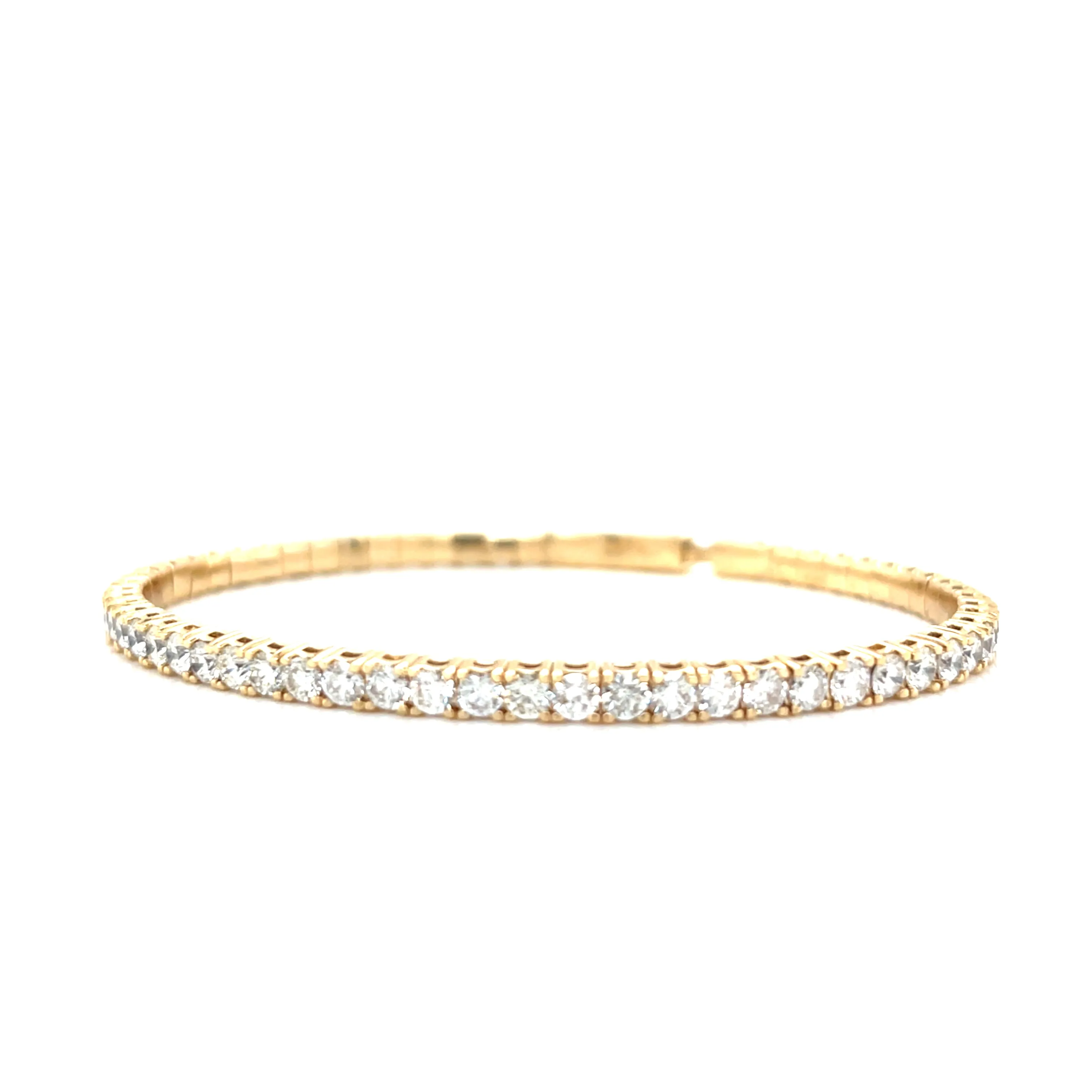 Elastic Dainty Tennis Bangle 14k Gold Natural Diamond Bracelet Bangle - BG-50339/50327