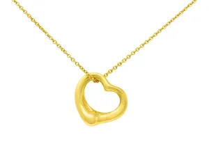 Elsa Peretti Tiffany & Co. 18 Karat Gold 14MM Open Heart Pendant Necklace
