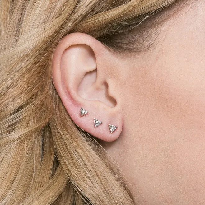 Emily Sarah Mini Triangle Studs in Rose Gold