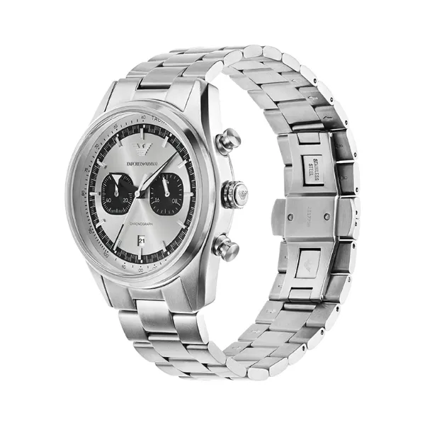 Emporoi Armani Racer Silver Stainless Steel Silver Dial Chronograph Quartz Watch for Gents - AR11636