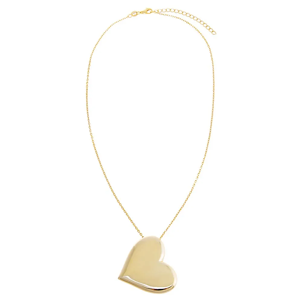 Engravable Solid Large Heart Pendant Necklace