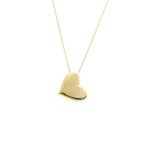 Engravable Solid Large Heart Pendant Necklace