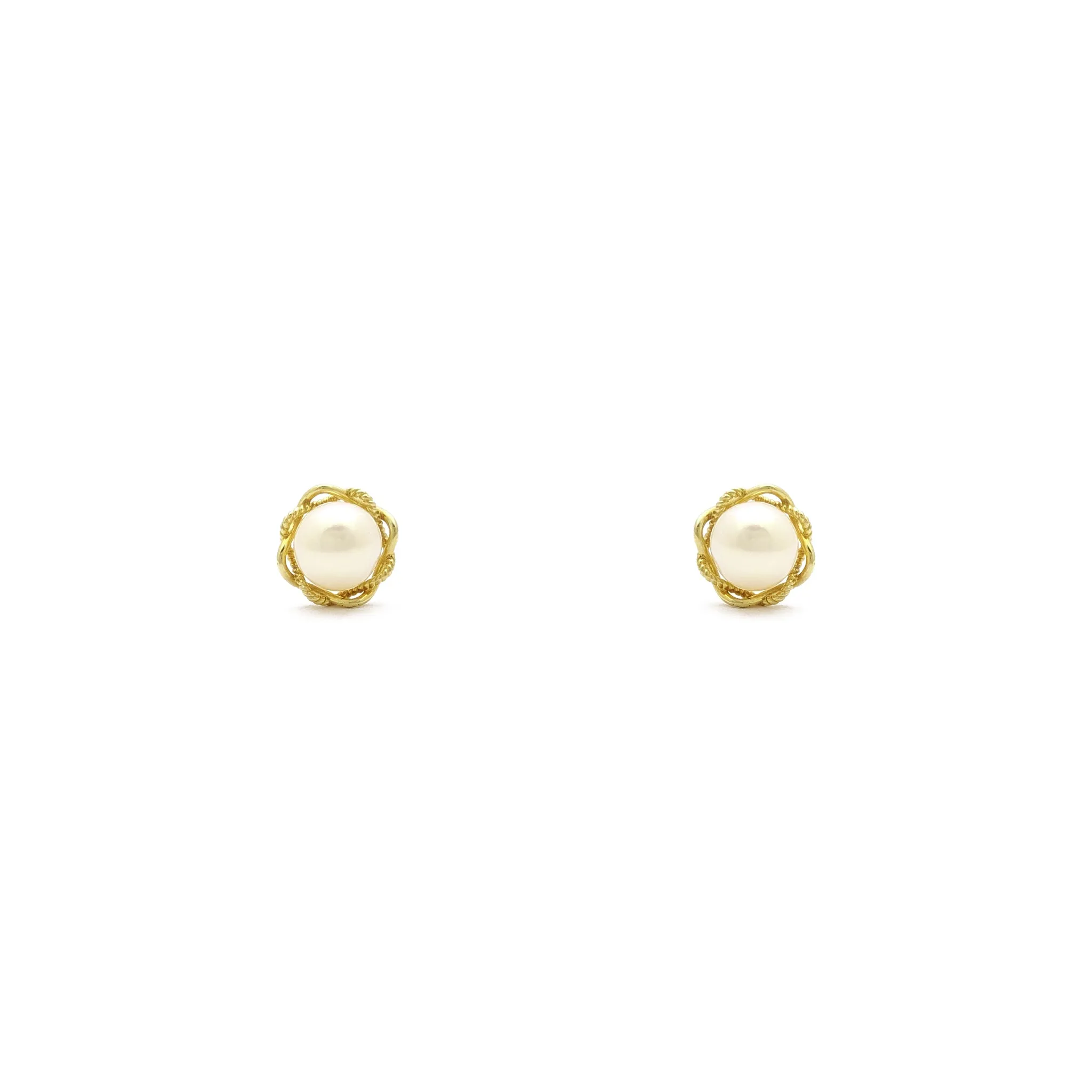 Entwined Pearl Stud Earrings (14K)