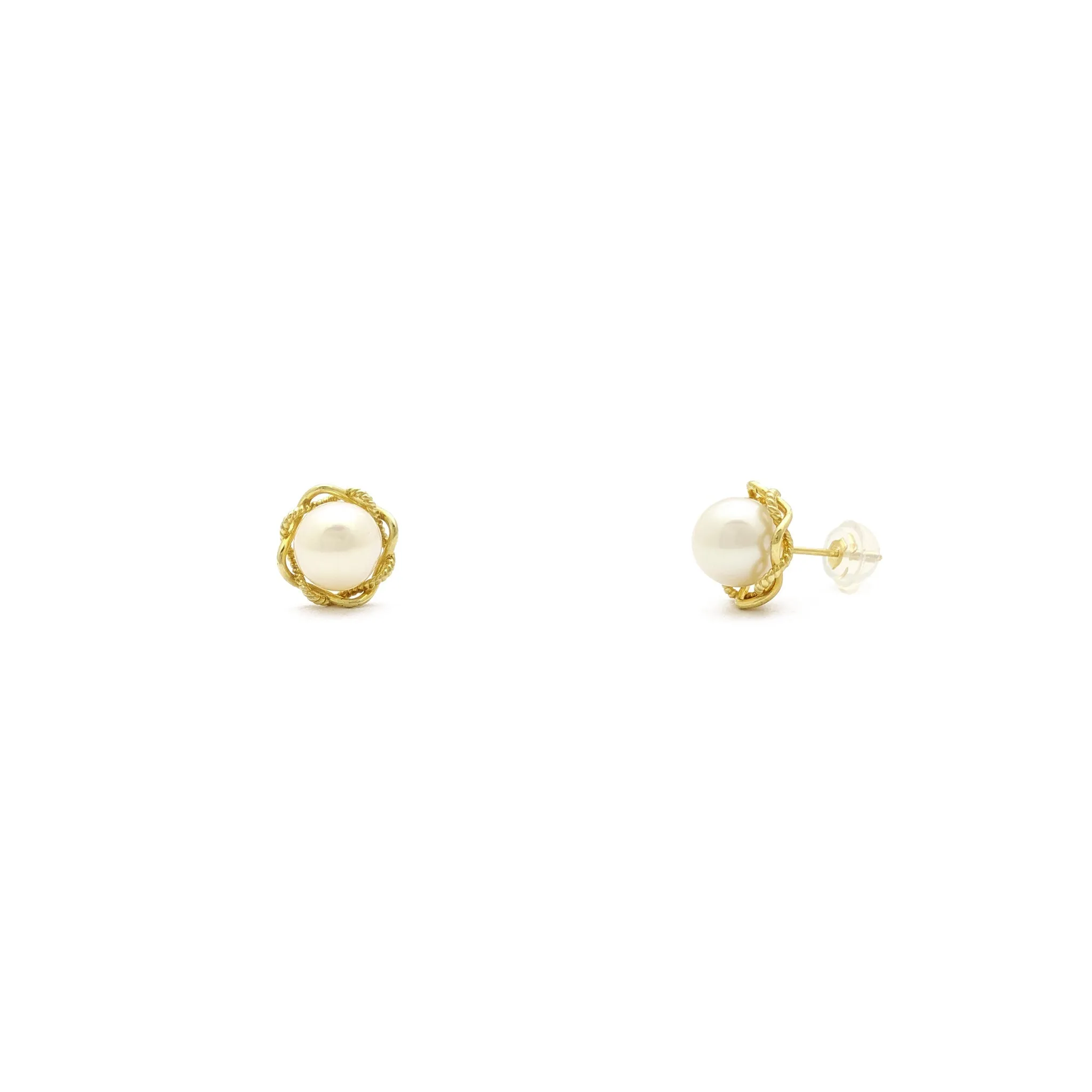 Entwined Pearl Stud Earrings (14K)