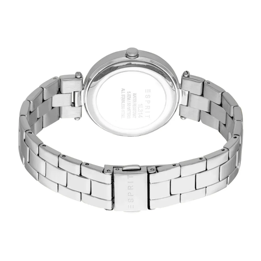 ESPRIT Women's Silver Watch with Dark Blue Dial and Stainless Steel Bracelet