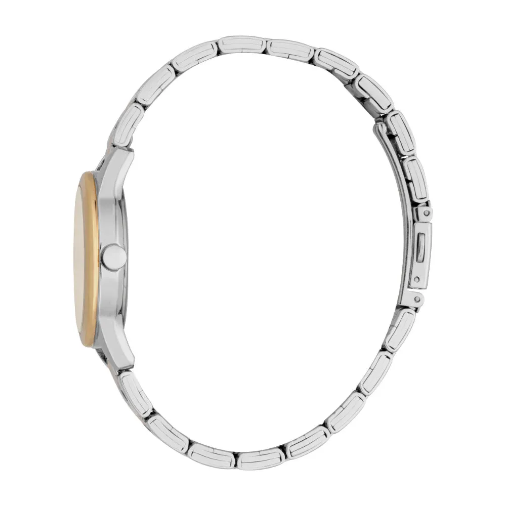 ESPRIT Women's Two Tone Silver and Gold Color Watch with Champagne Dial and Date Function