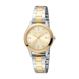 ESPRIT Women's Two Tone Silver and Gold Color Watch with Champagne Dial and Date Function