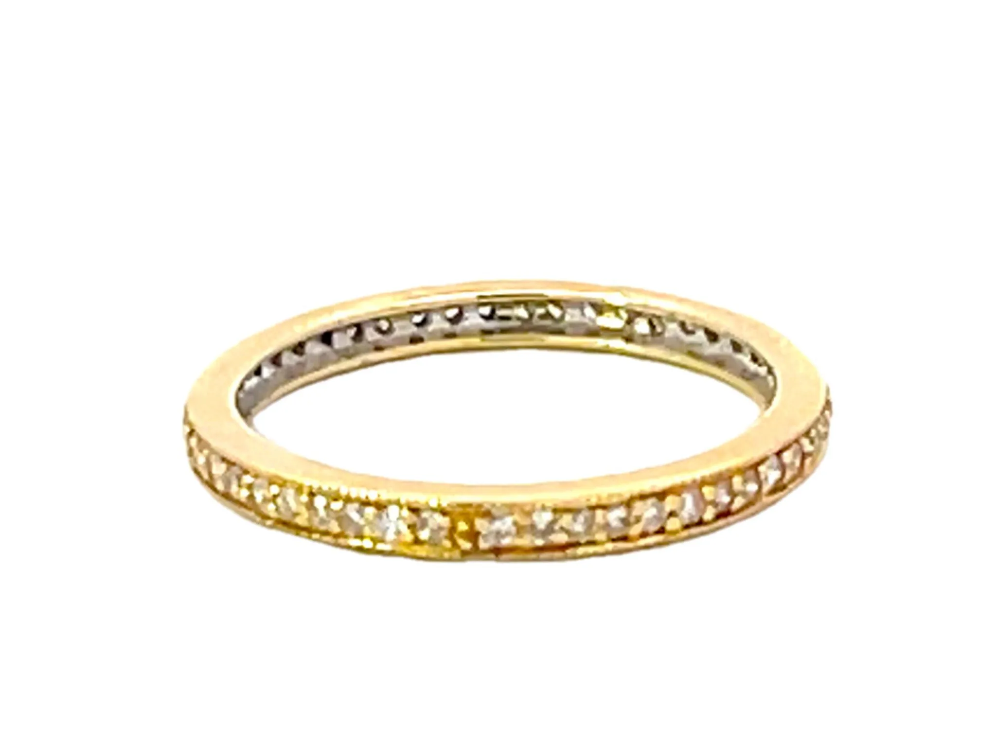 Eternity Brilliant Cut Diamond Band Ring Solid 14k Yellow Gold