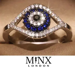 Evil Eye Ring | Turkish Eye Ring | Muslim Ring | Islam Ring |  Blue Diamond Ring | Silver Evil Eye Ring  | Evil Eye Rings | Muslim Eye Ring