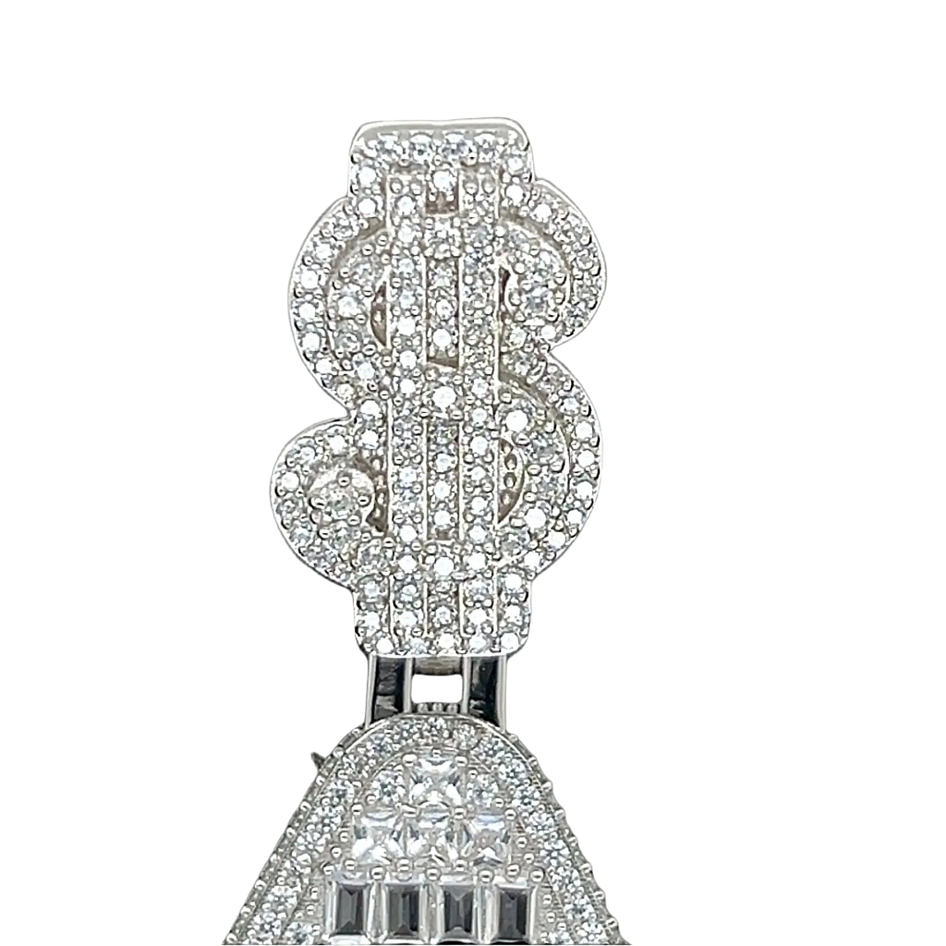 Exclamation Mark ! Baguette & Round lab-created Moissanite Pendant Charm Custom Design