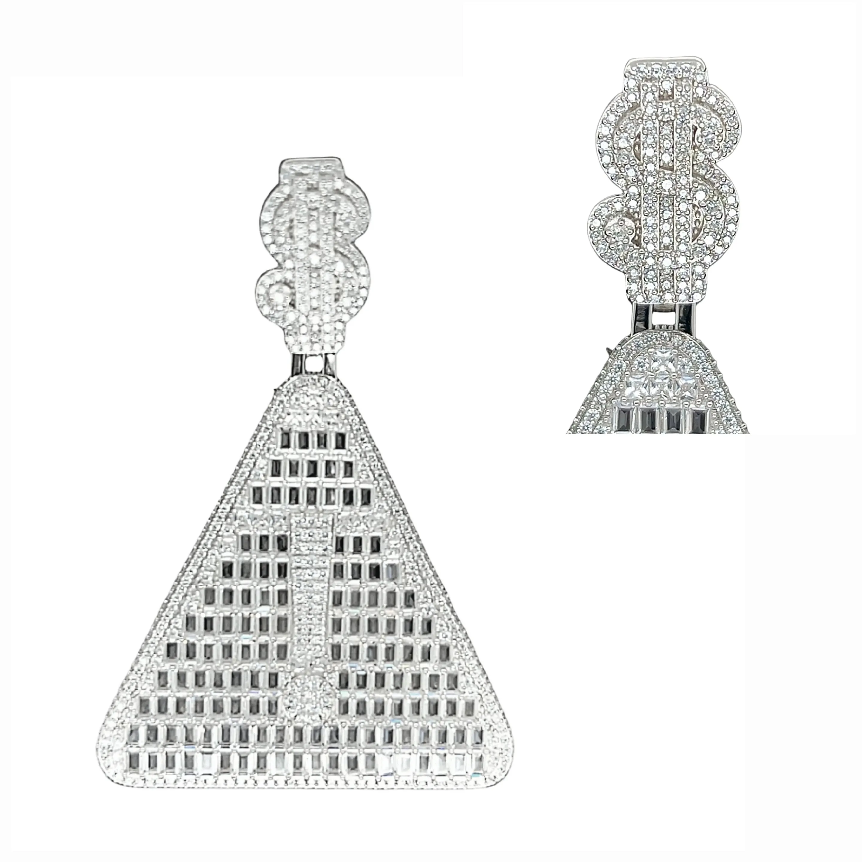 Exclamation Mark ! Baguette & Round lab-created Moissanite Pendant Charm Custom Design