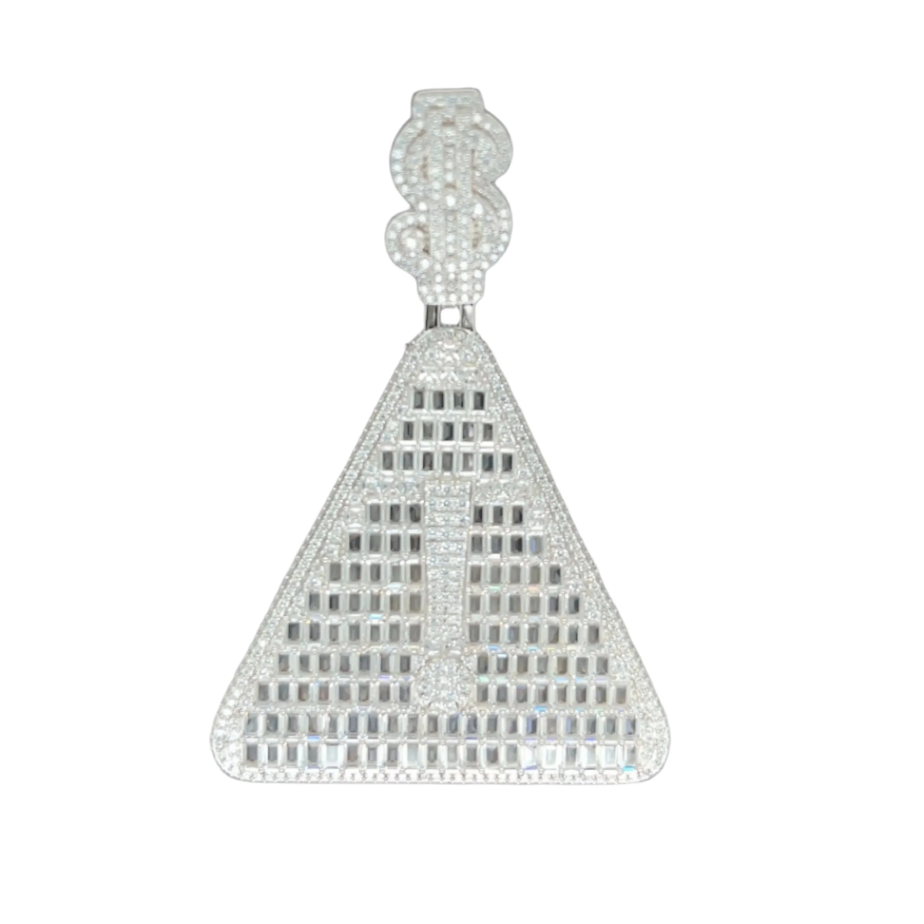Exclamation Mark ! Baguette & Round lab-created Moissanite Pendant Charm Custom Design